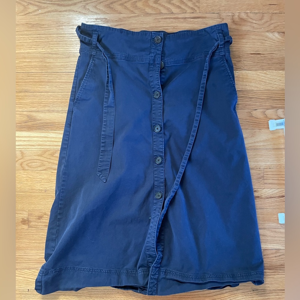 Gap Navy Midi paper bag waist skirt